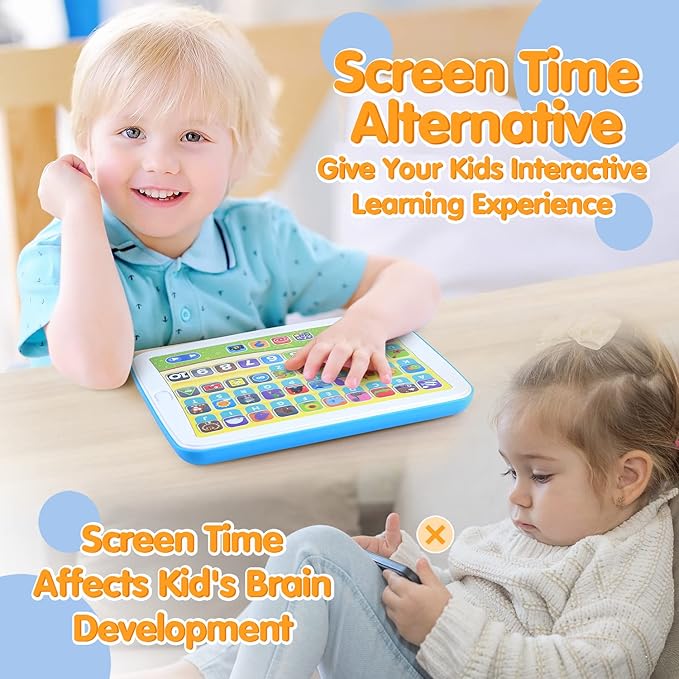 PLAY Bilingual Spanish & English Learning Toys for Toddlers 1-3, Kids Interactive Learning Tablet, Childrens Alphabet ABC/Words/Numbers/Colors Learning Pad, Education Toy for Babies 24 Month+