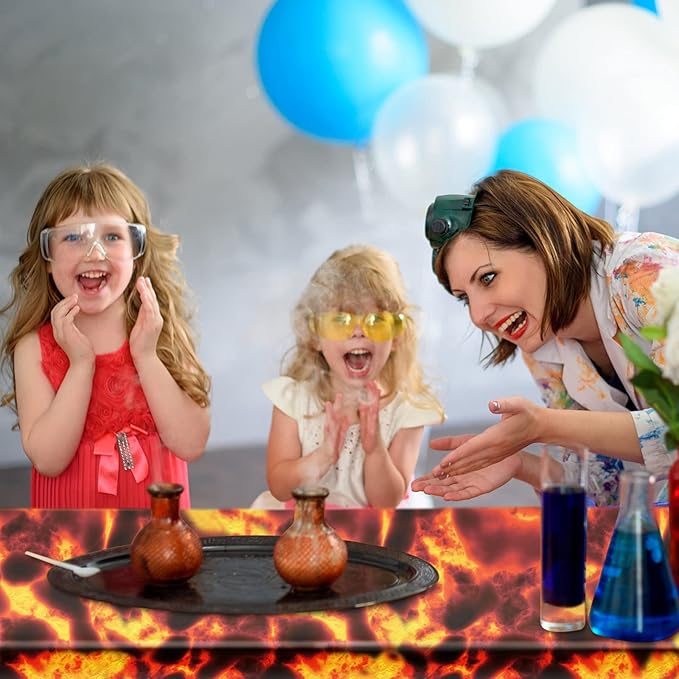 Irenare Lava Tablecloth Volcano Decorations Halloween Flame Tablecloth Fire Plastic Table Covers Lava Game Decor Volcano Waterproof Oil Resistant Party Supplies(1 Piece)