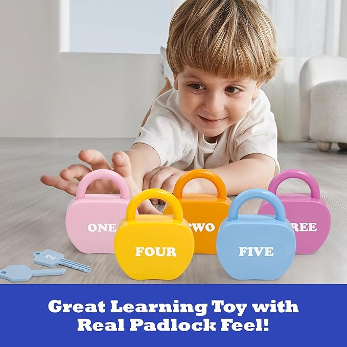 Apple Locks with Keys for Toddlers Ages 3-5 – Montessori Number Toys for Kids for 3 Year Old | Counting Games | Preschool & Kindergarten Classroom Must Haves