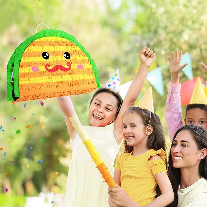 WERNNSAI Cinco De Mayo Taco Piñata - Taco Tuesday Piñata with Blindfold Bat for Kids Mexican Piñata for Fiesta Party Decorations Luau Event Birthday Party Supplies Mexican Theme Carnivals
