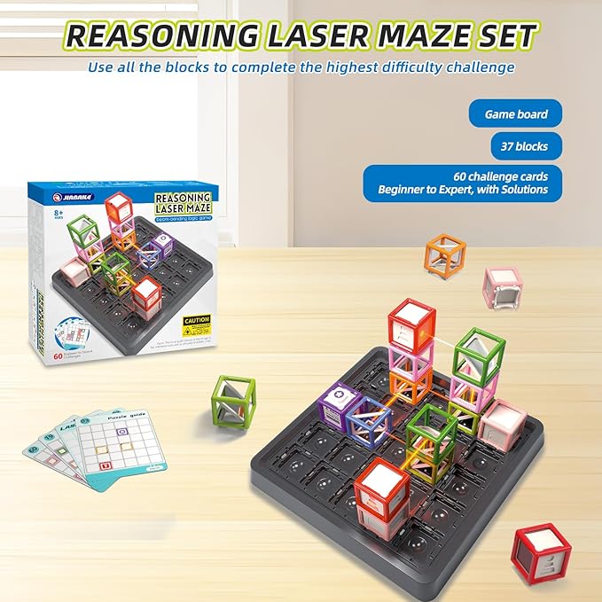 Laser Reasoning Game Set, STEM Toys for Ages 8-13, 60 Level Board Challenges Games for Kids 8-13, Learning Education Puzzle Toys for Space & Logic, Boys and Girls Christmas/Easter/Birthday Gift