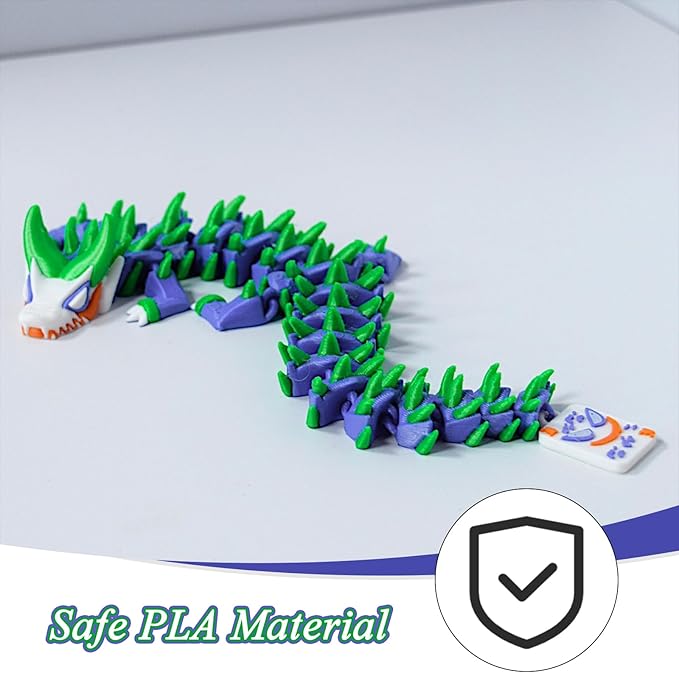 3D Printed Dragon,3D Printed Dragon Model,Flexible Articulated 3D Dragon Fidget Toy,Unique 3D Printed Animals Gift and Desktop Decoration (Green-10 inch).