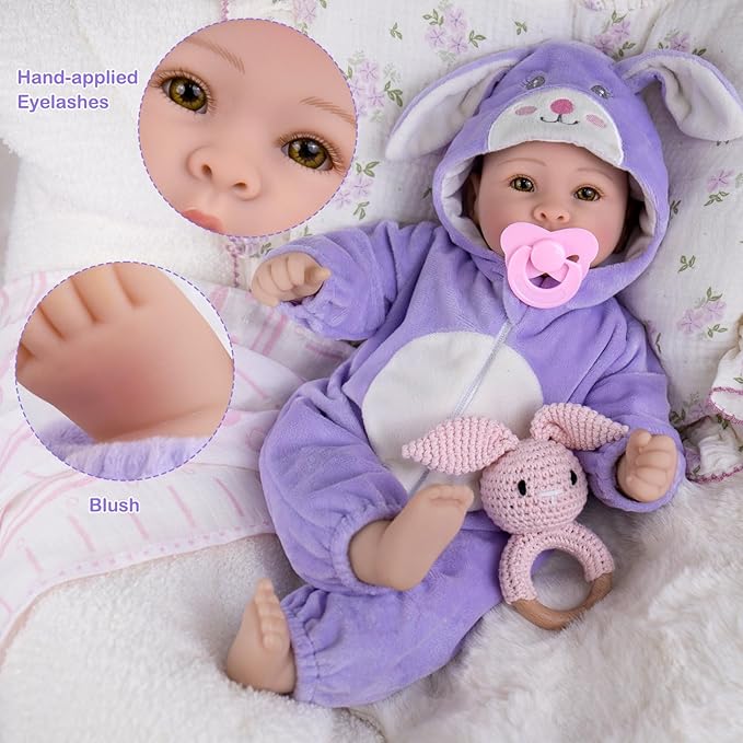 UOFTKIZ Real Life Baby Dolls - 17" Lifelike Baby Dolls, Soft Baby Doll with Open Eyes, Gifts for 3+ Years