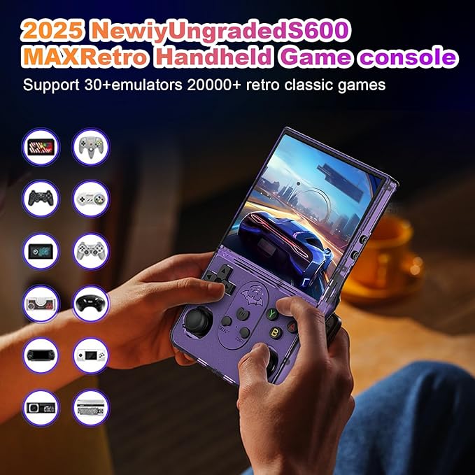 S600 Retro Gaming Console, Retro Handheld Console 4.0'' Screen Linux System, 64G TF Card, Support 30+ Simulators, 3500mAh Rechargeable Portable Pocket Arcade