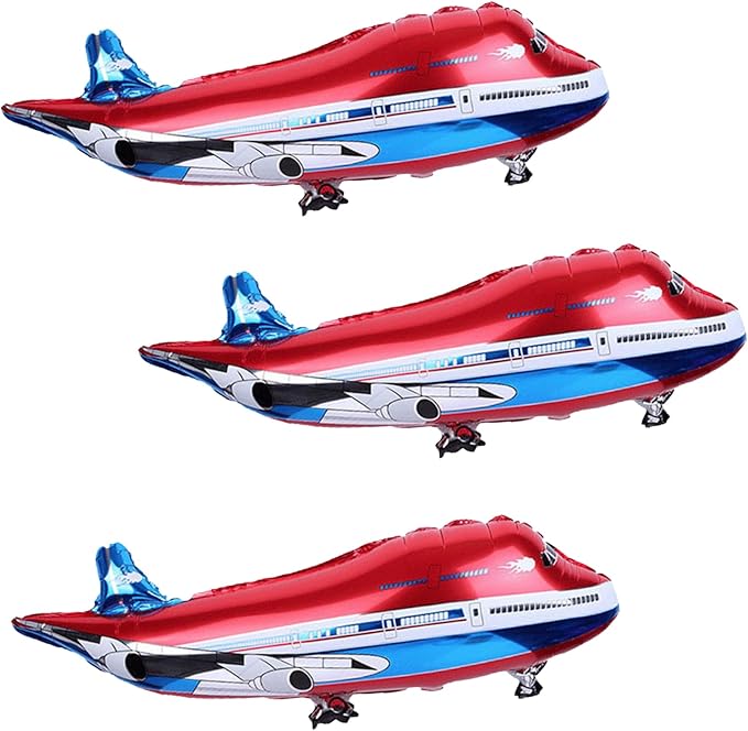 31inch Large Airplane Blue Party Decoration Airplane Balloon Birthday Party Supplies (Three Red Airplane)