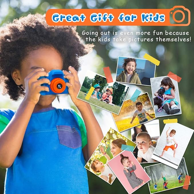 Seckton Kids Selfie Camera for Boys Age 3-9 Navy Blue & Digital Video Cameras with Flash for Kids 6-10, Portable Camera Toy 3 4 5 6 7 8 9 10 Year Old Boys Girls Black