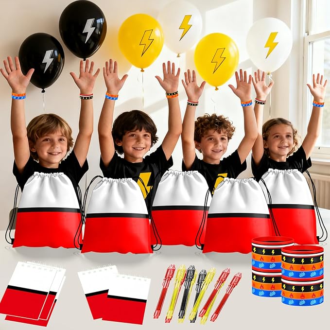 Cartoon Party Favors, Animation Themed Birthday Party Supplies & Goodie Bags for Kids, Include Drawstring Bags Notebook Silicone Bracelet Highlighter for Gifts Fillers