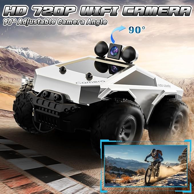1: 28 RC Cars Remote Control Car with 720P HD FPV Camera, All-Terrain RC Truck with Body Light Rechargeable Battery, RC Car Vehicle Toy Gifts for Adults Kids Boys and Girls
