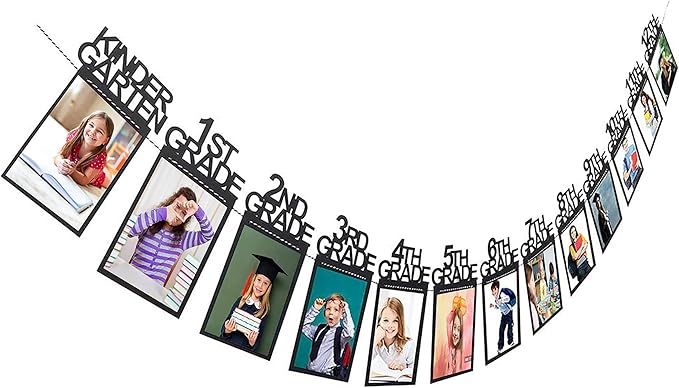 Graduation Photo Banner for Party Decoration, Including Kindergarten to 12th Grade Picture Banner Middle High School College Graduation Party Supplies