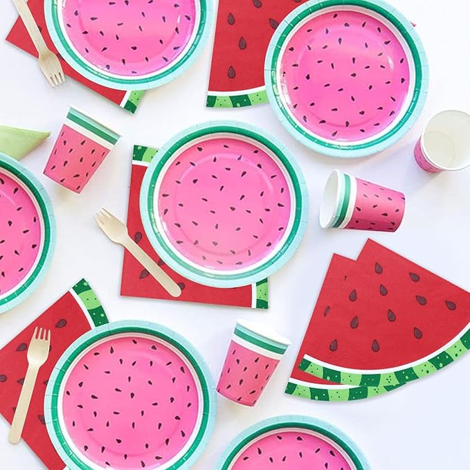 100Pcs Watermelon Napkins, Disposable Watermelon Slices Napkins, Picnic Napkins for Kids Baby Shower Summer Tropical Fruit Watermelon Party Supplies, 13 x 13 Inches