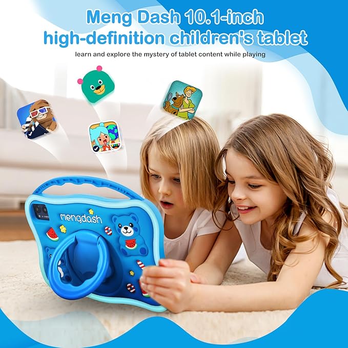 Kids Tablet, 10.1 inch Tablet for Kids 3-10, Educational Learning Toddler Tablet Android 14, 8（4+4） GB RAM+64GB ROM Storage, 5G WiFi, Baby Girl boy Present (Blue)