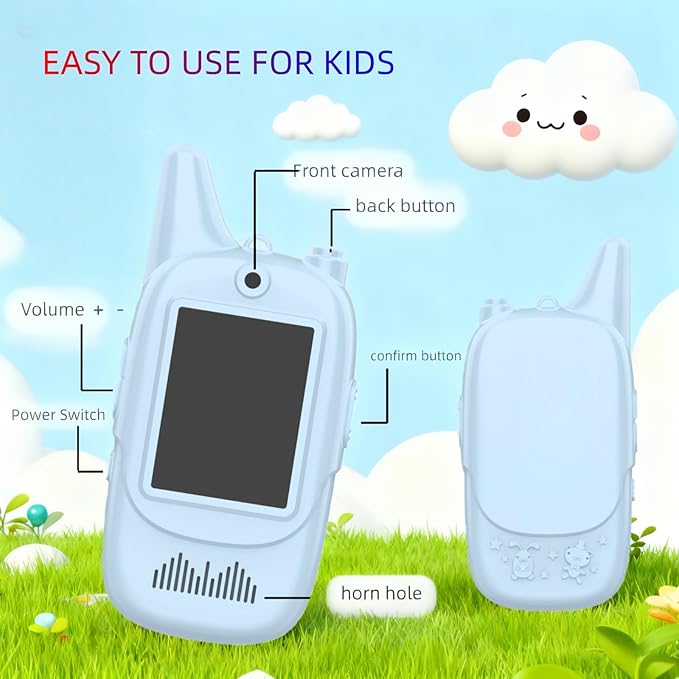 Kids Walkie Talkies 2 Pack - Rechargeable Walkie Talkies for Kids with Clear Sound, Long Range Indoor Outdoor Kids Walkie Talkies Toys for 3-12 Year Old Boys Girls, (Blue+Blue)