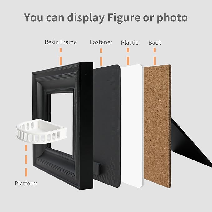 Display Frame with Balcony for Mini Figures, 6.7×6.7in Black Collection case, Wall Mount & Desktop Compatible, Fits Blind Box Toys & Action Collectibles