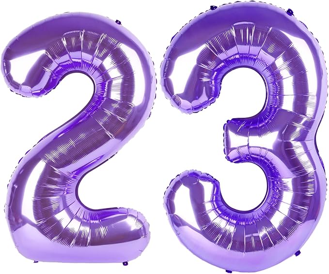 40 Inch Purple Number 23 Digital Balloon,Jumbo Mylar Foil Helium Balloon for 23 Balloons for Birthday Party,Wedding Anniversary Party Decorations