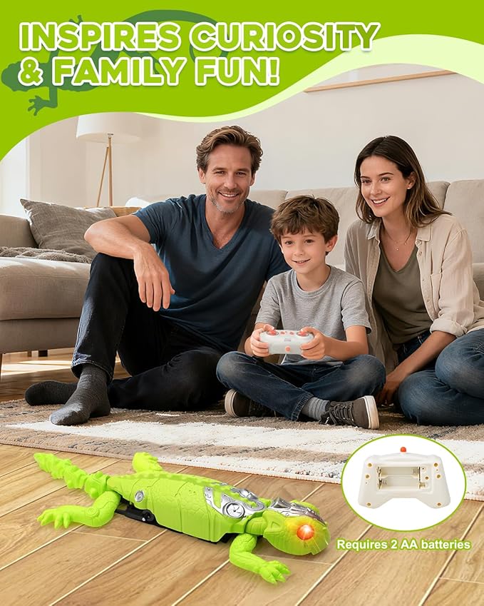 Wall Climbing Gecko Toy for Kids, Dual Mode Floor & Wall Driving, Rechargeable Remote Control Robot, Climbs up Toys & Games, Halloween Christmas Birthday Gifts for Boys Girls Ages 4 & Up（Green）