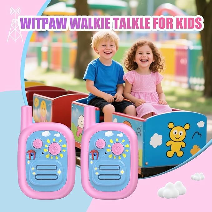 Walkie Talkies for Kids 2 Pack Rechargeable with 3 Miles Long Range, Toddler Walkies Talkies Pink Bule Toys Birthday for 3-8 Years Old Boys Girls for Outdoor Games Camping Hiking