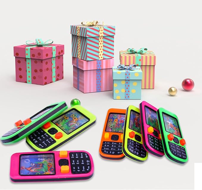 Handheld Water Game, 16 Pack Colorful Handheld Phone Game Water Ring Toss Handheld Game Goodie Bags Stuffers Return Gifts for Kids Birthday Classroom Prize Box Back to School Gift