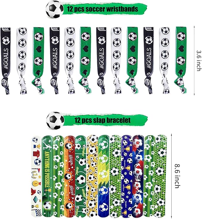 XIPEGPA 146 PCS Soccer Party Favors Soccer Birthday Party Supplies with Soccer Themed Bags Erasers Whistle Stickers Slap Bracelets Keychains for Football Sport Party Favors Goodie Bags Decorations