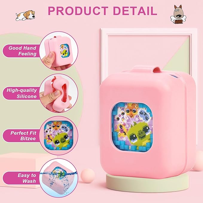 YouKnow Silicone Case for Bitzee Magicals Interactive Toy Digital Pet and Case, Protective Skin Sleeve for Bitzee Virtual Electronic Pets Accessories (Case Only) (Pink)