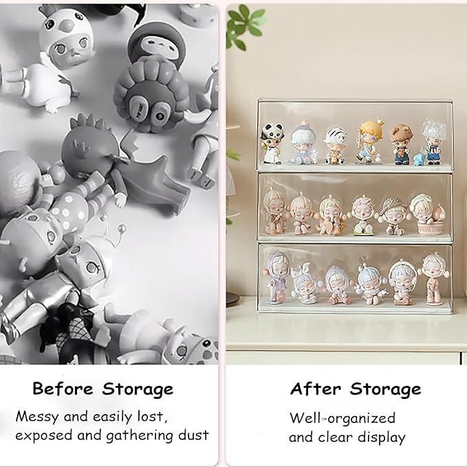 Clear Display Case for Figures，Acrylic Display Case for Doll Toy Collectibles, Action Figures, Miniature Figurines Dustproof Protection Storage & Organizing（11.8" L x 3.07" W x 4.13" H）