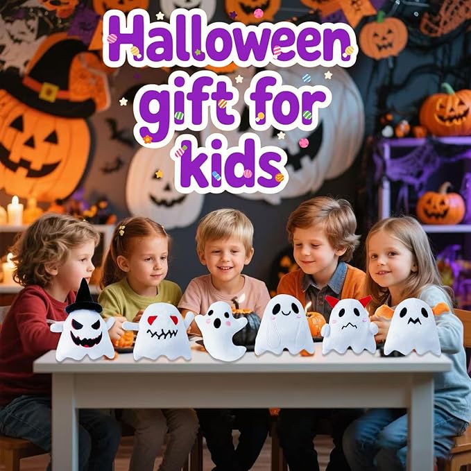 18Pcs Halloween Plush Toys,Cute Ghost Plush,Halloween Stuffed Animals,Party Favors Treat Bag Stuffers for Kids (White Ghost)