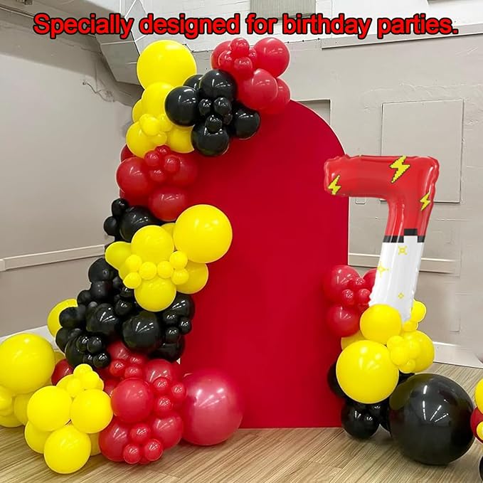 Red White Cartoon Theme Foil Balloons Cartoon Balloons Birthday Party Balloons Decorations Supplies for Kids' Birthday Anniversary Party (Number Nylon 7)