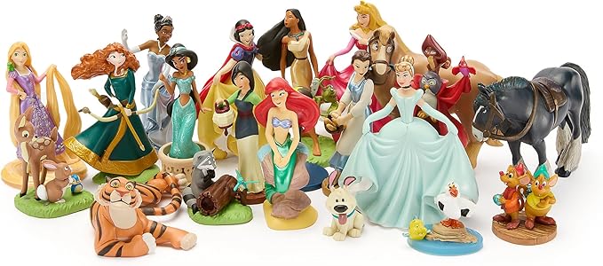 Disney Store Official Disney Princesses & Furry Friends Mega Figure Set - 20 Fully Sculpted Figurines - Includes Snow White, Cinderella, Aurora, Belle & More - Perfect for Fans of Princess Toys