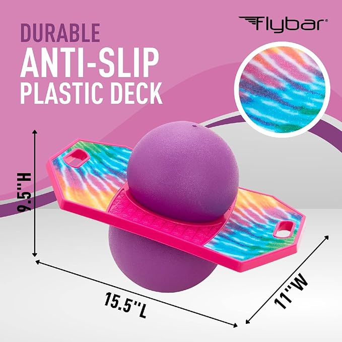 Flybar Pogo Trick Ball for Kids – Balance Bounce Board with Anti-Slip Deck – Pump Included - Indoor & Outdoor Toys for Boys and Girls Fun Way to Reduce Screen Time Supports up to 160 lbs – Ages 6+