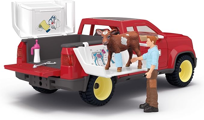 Schleich Farm World - 29 PC Veterinarian, Truck and Cow Figurine with Accessories Playset - Farm Animal Toys for Boys and Girls - Vet Animal Hospital Play Set for Toddlers and Kids Ages 3+ | 42727