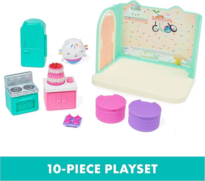 Gabby’s Dollhouse, Bakey with Cakey Kitchen with Figure and 3 Accessories, 3 Furniture and 2 Deliveries, Kids Toys for Ages 3 and up