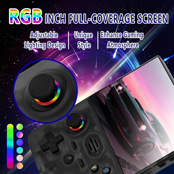 2026 NEW Upgrade RF45V Retro Handheld Game Console - 4.5 Inch Ultra-Large Screen,Support 18000+Classic Games,64G TF Card,4000mAh Battery,Linux System,Birthday Gift for Adult or Friends-Black