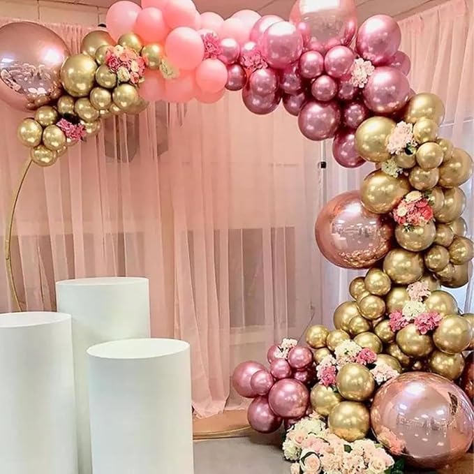 Rose Gold and Pink Balloons, 60PCS Baby Pink Apricot Ivory White Balloon 12Inch Metallic Chrome Gold Rose Gold Balloon Beige Blush Nude Balloon for Boho Wedding Bridal Baby Shower Birthday Decorations