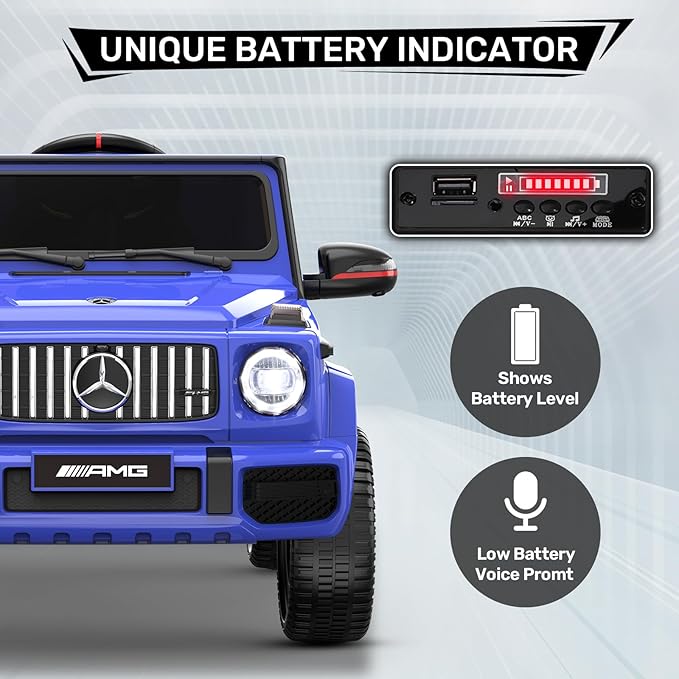 ANPABO Licensed Mercedes-Benz G63 Car for Kids, 12V Ride on Car w/Parent Remote Control, LED Headlights, Music Player/Bluetooth & Horn, Soft Start, Low Battery Prompt, Kids Electric Car, Blue