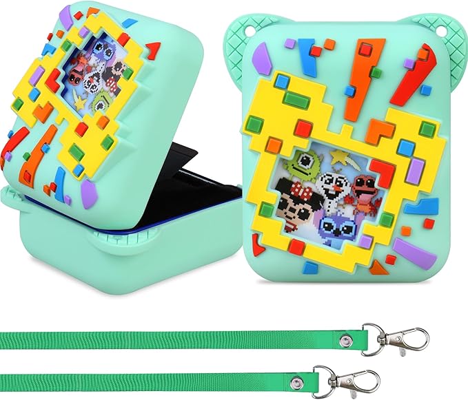 RAIALL Silicone Cover Case for Bitzee Disney Interactive Toy Digital Pet, Kids Protective Bitzee Disney Virtual Electronic Pet Lanyard Silicone Holder, Portable Travel Soft Silicone Sleeve, Green