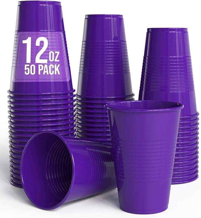 Party Solids 12 Oz Navy Plastic Cups For Party Supplies 50 Pack | Navy Disposable Cups Plastic | Disposable Drinkware For Parties, Events & Everyday