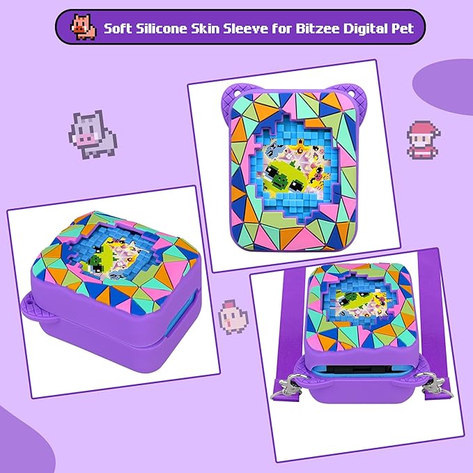 BOVKE Silicone Cover Case for Bitzee Magicals Interactive Toy with 20 Characters Inside, Bitzee Magicals Digital Pet Protective Skin Sleeve for Bitzee Virtual Electronic Pets Kids Toys, Purple