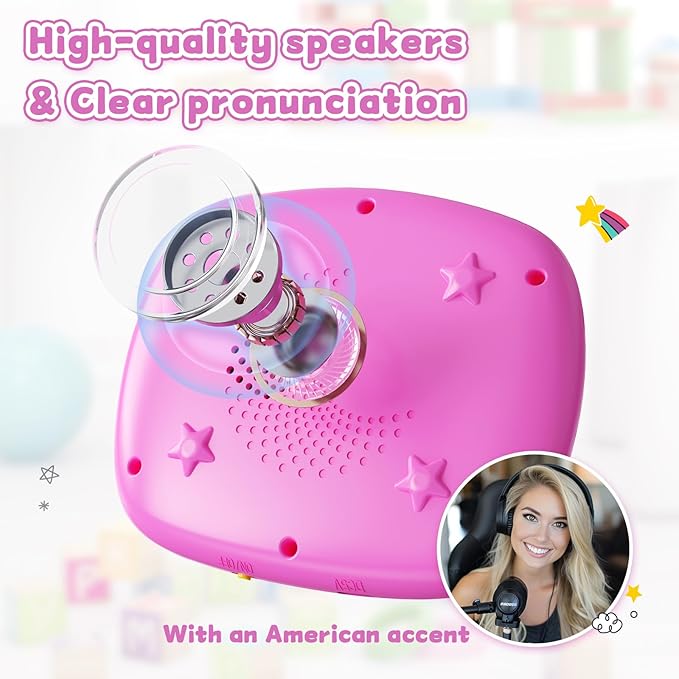 HOMESTEC Toddler Talking Flash Cards with American Accent and 288 Sight Words for Speech Therapy Learning Montessori Sensory Play for Boys and Girls Ages 3 to 6 Easter Basket Stuffer (Pink)