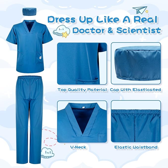 Kids Nurse Costume Doctor Costume Dentist Costume For Kids Play House Pretend Play Dress Up Party
