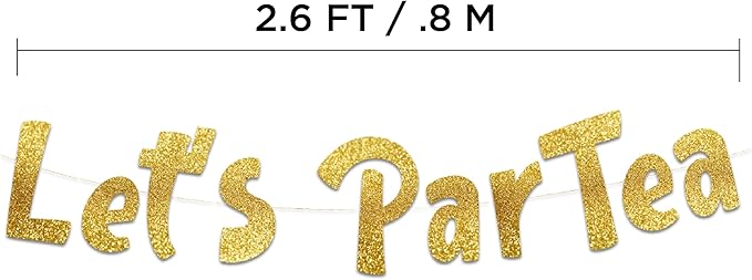 Pre-Strung Let's Partea Gold Glitter Banner - Birthday Decorations for Men and Women - Party Supplies and Gifts