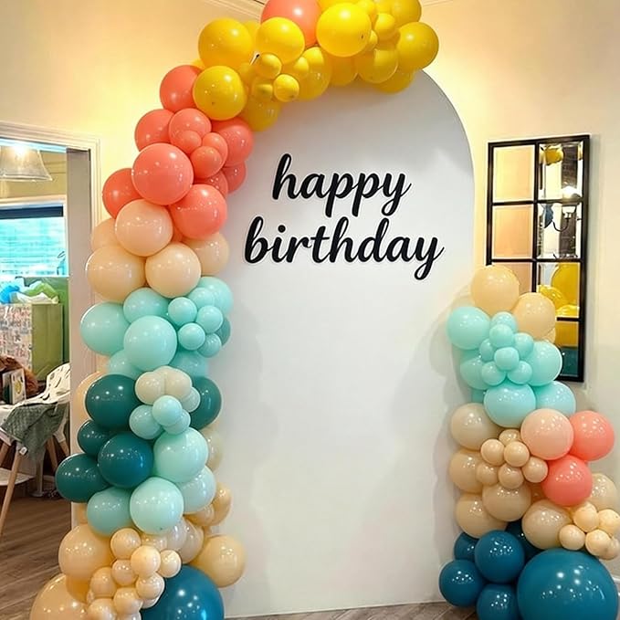 FunHot Colorful Balloons, 50 Pcs Boho Balloons, 12 Inch Retro Orange Green Yellow Apricot Latex Balloon, Rainbow Helium Balloon for Birthday Wedding Baby Shower Son Boho Summer Party Decorations