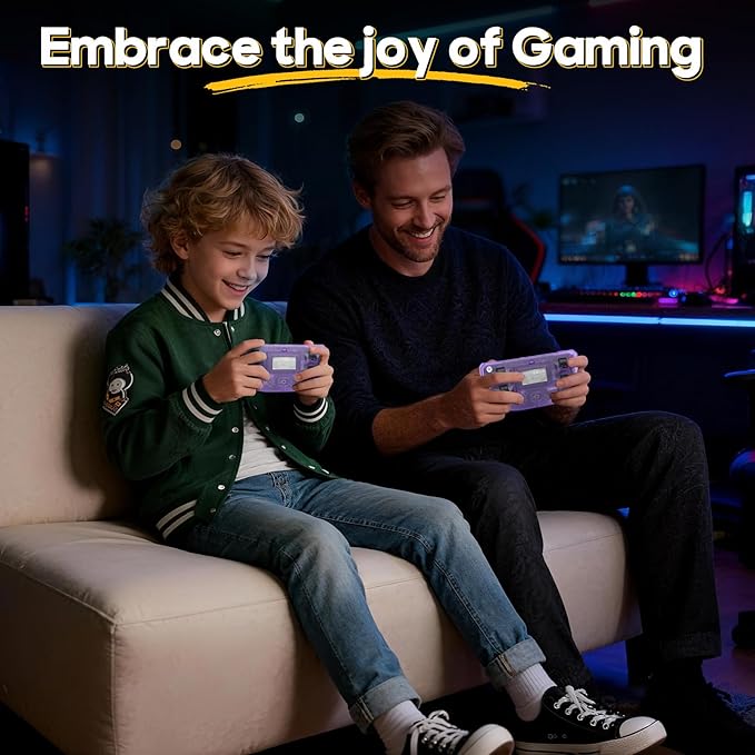2025 New R50 Retro Handheld Game Console, 50000 Preloaded Games, 256GB Expandable Storage, 4.5 Inch IPS HD Screen, Portable Gaming Device with Long Battery Life (Purple)