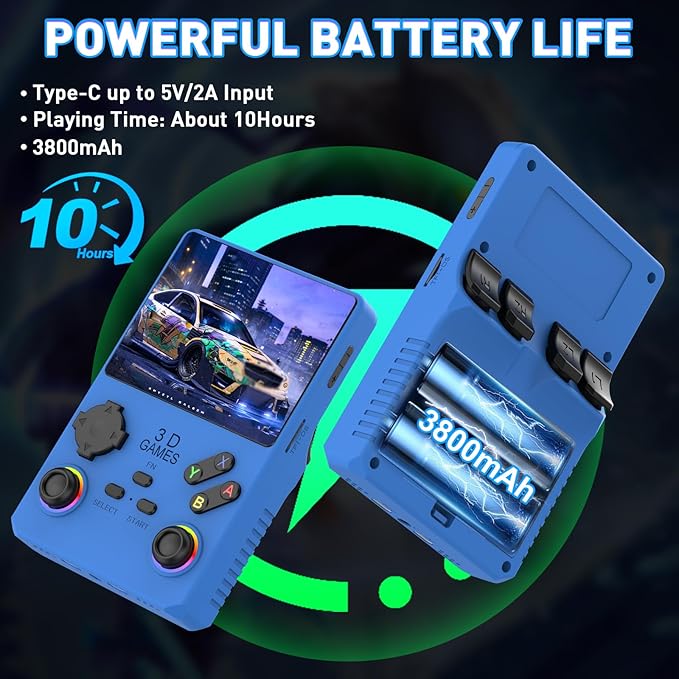 V40 PRO Upgraded Retro Handheld Game Console, Built in 35,000+Classic Games, 36+Simulators, Linux System, 3.5-inch 4K HD IPS Screen Video Player, 256GB TF Card, Portable Pocket Arcade Console (Blue)