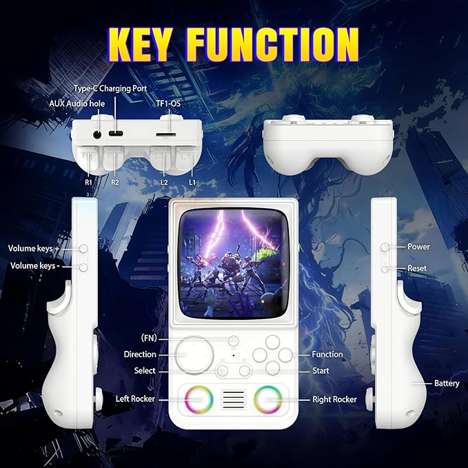 R36TMAX Upgraded Retro Handheld Game Console with 4000mAh Battery, 4.0'' IPS Screen, Retro Gaming Console with Portable Case, Supports WiFi Networked Fighting and OTG (Classic White)