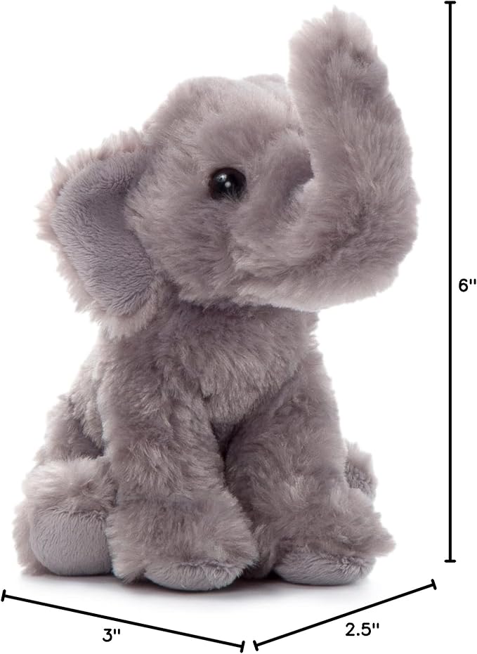 The Petting Zoo Elephant Stuffed Animal Plushie, Gifts for Kids, Wild Onez Babiez Wildlife Animals, Elephant Plush Toy 6 Inches