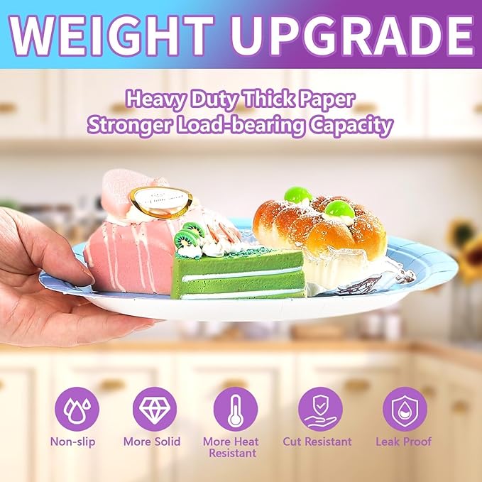 Grencian 60Pcs Video Game Party Paper Plates 9" Green and Purple Party Plates Purple Black Blue Green Dessert Platters for Video Games Theme Kids Gamer Birthday Monsters Theme Party Decorations