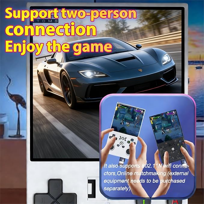 R36max Handheld Retro Game Console 4.0 Inch HD Screen ,Portable，18000+ Game Support, 26+ Emulator Support, 64GB, 4000mAh Li-ion Battery Transparent Blue
