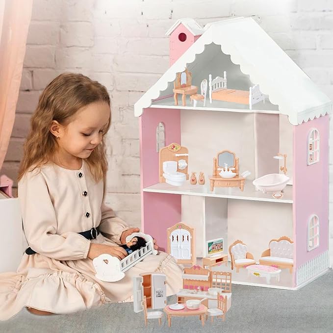 35 Pcs Dollhouse Furniture Accessories Set Mini House Furniture Small Dollhouse Miniature Furniture Play House Accessories 1:12 Tiny Kitchen Bedroom LivingRoom Bathroom Boy Girl Toddler3Y+