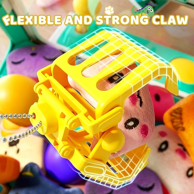 Claw Machine for Kids, Dinosaur Claw Machine Arcade Toy for Girls Boys 3+, Mini Vending Machine for Kids with 10 Mini Plush Toys, Electronic Party Prize Candy Dispenser Toy Game for Birthday Gift