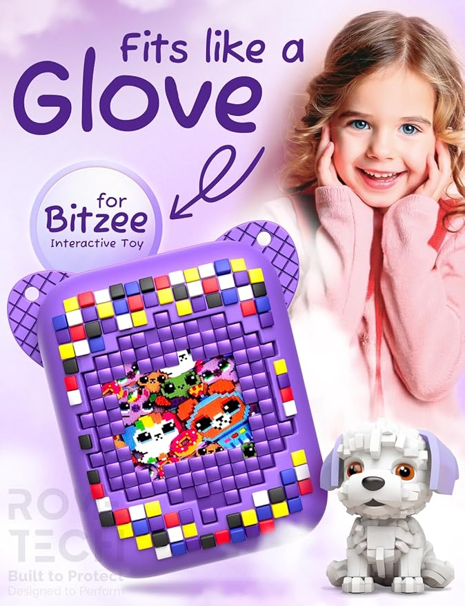 Rome Tech Silicone Case for Bitzee Interactive Toy Digital Pet and Case - 2 in 1 Protective Cover + Lanyard for Bitzee Pet Toy - Purple