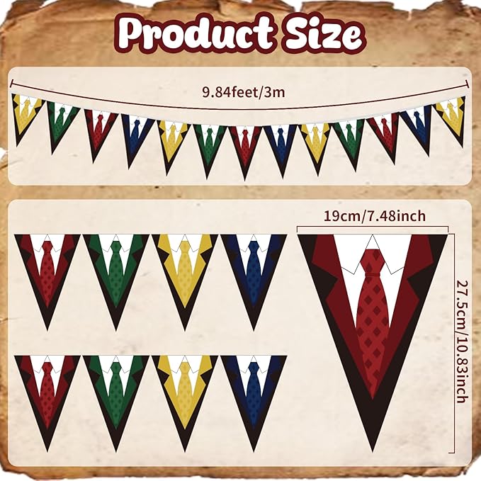 Jetec 5 Pack 49 Ft Wizard Banner Decorations Magical Triangle Pennant Flags with Wizard Hat & Magic Symbols Halloween Supplies, Birthday Decor, Indoor Outdoor Hanging Bunting